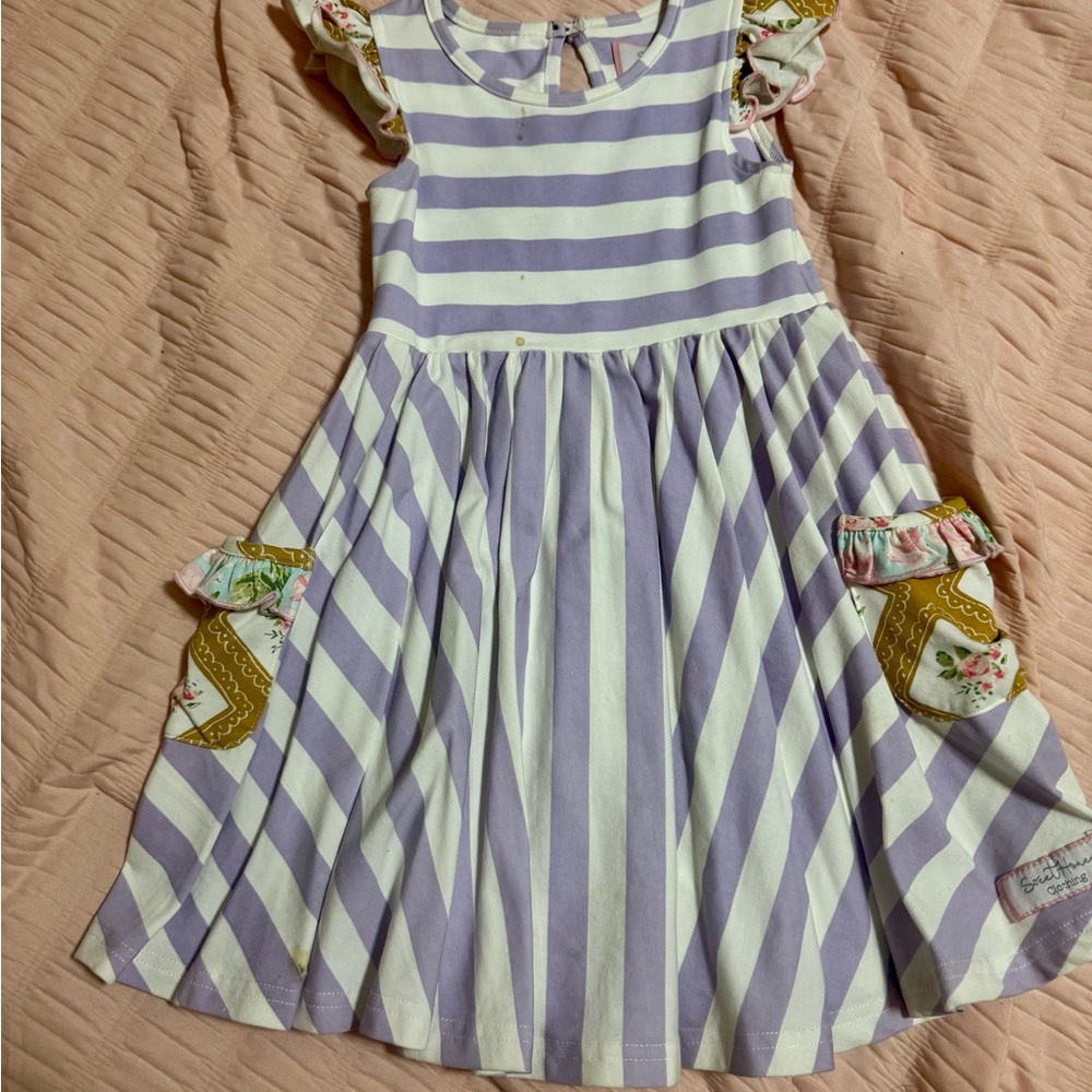 Striped Purple and White Kids Dress sweet honey swing dress